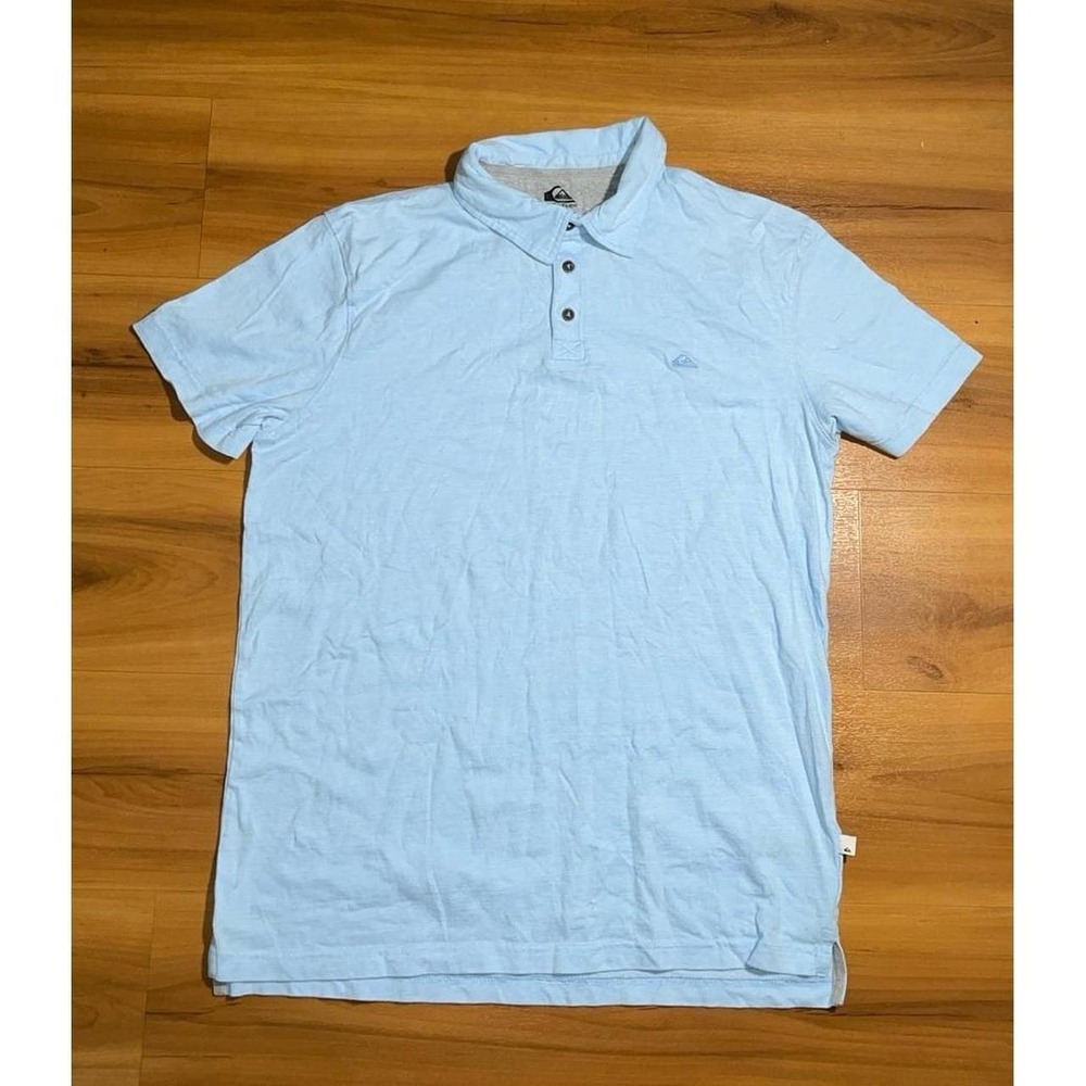 Mens Quiksilver Polo Collar Short Sleeve Sky Blue Preppy Shirt
